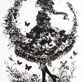 切り絵風可愛いうさぎさんの画像