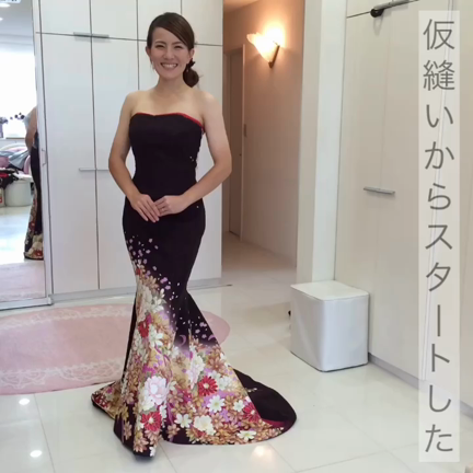 昨日の白い仮縫いドレスが大変身、こんなにステキなドレスになりました。の記事動画