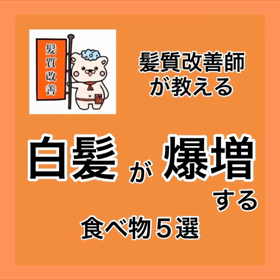 ✨髪質改善師が教える✨『白髪が爆増する食べ物５選』 髪質改善専門店 広島美容室 廿日市美容室の画像