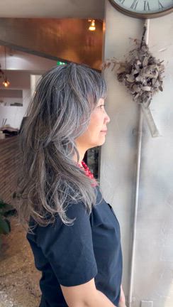 グレイヘアに動きを出したロングレイヤー✨の記事動画