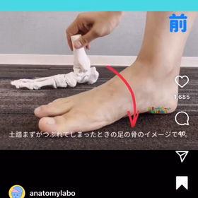 衝撃！土踏まずが落ちてる骨がこんな感じだったとは！の画像