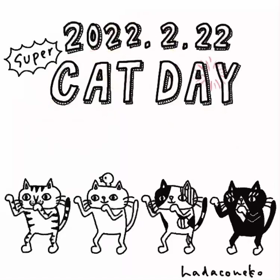 スーパー猫の日をお祝いしてる猫たちの画像