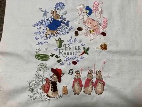 アシェット刺しゅうでつくるピーターラビットのリボン刺繍の記事動画