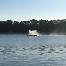 千波湖の噴水です！の画像