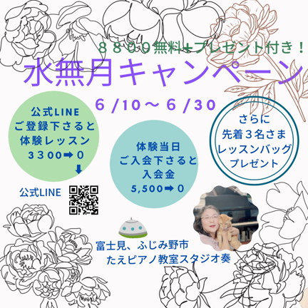 お問合せいただいたキャンペーン始まりました。【富士見、ふじみ野市たえピアノ教室スタジオ奏】の記事動画