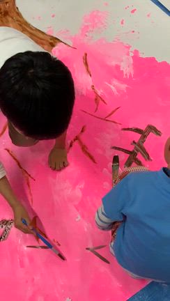 みんなでさくらをかいたよ①　～ 大型絵画制作 ～の記事動画