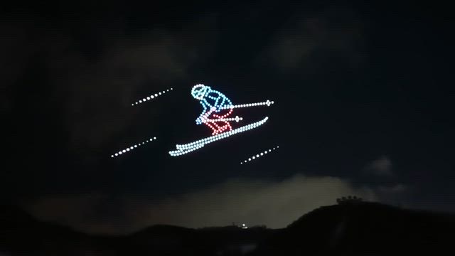 藻岩山スキー場のドローンショーの記事動画