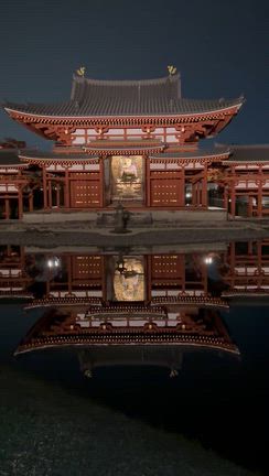 水面に映る「平等院鳳凰堂」ライトアップの記事動画