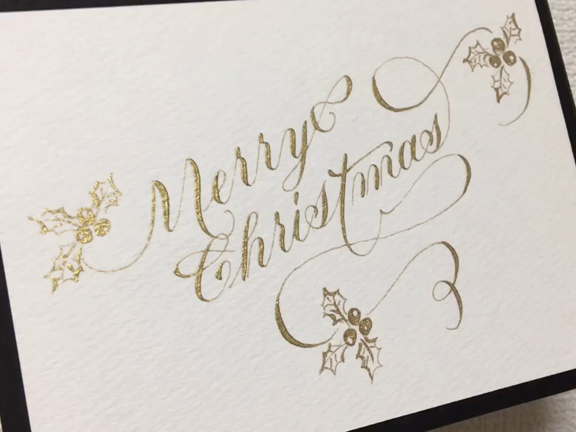 カリグラフィーで書くクリスマスカードの記事動画