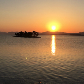 宍道湖の夕景の画像