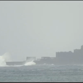 軍艦島@台風9号の画像