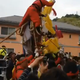 御柱祭里引きレポ１日目③鳥居くぐりの画像