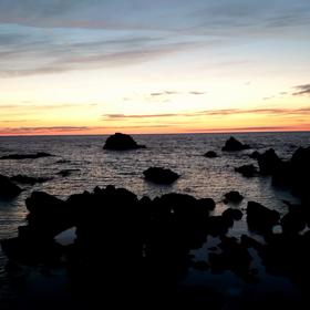 夕闇迫る西津軽木蓮寺の日本海の画像