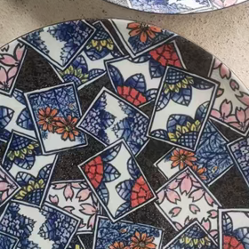 砂窯 手描きの尺皿の画像