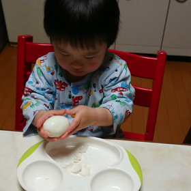 ゆで卵むきデビュー♪の画像