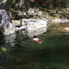 芋煮会での水泳 動画の画像