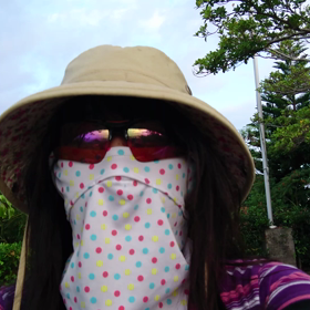 朝のウォーキングも完全防備での画像