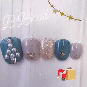 クリスマスフットネイルの画像