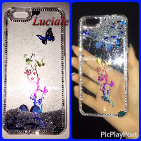 ラメと蝶のiPhone6カバーデコ✨の画像
