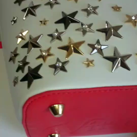 ラインストーン埋め込み星スタッズ使用・スタースタッズバッグ・S・ホワイトの画像
