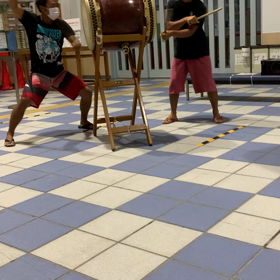 和太鼓練習中の画像