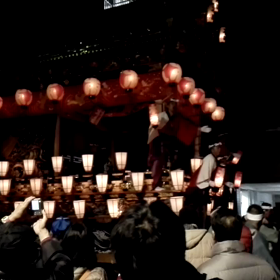 秩父夜祭り山車と花火の画像