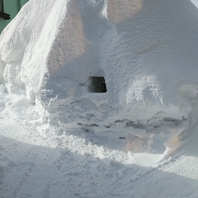 雪片付けの一服の画像