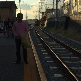 由比ヶ浜、江ノ電、波音の画像