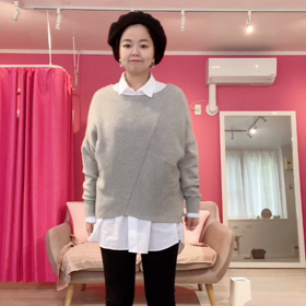 公式LINE動画内容チラ見せ♡ニット×シャツの重ね着の画像