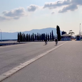  ロードバイクの急制動実演の画像