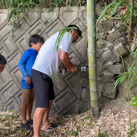 我が家で流しそうめん、、夏休み体験笑‼️の画像