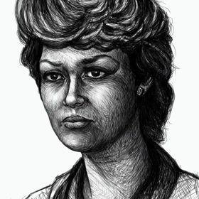 私はスマートフォンの画面に肖像画を走り書きしました。の画像