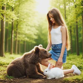 クマとウサギを守るの画像