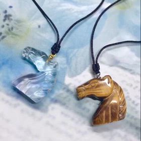 馬頭×虎目石×水晶 ペンダントトップ✨の画像