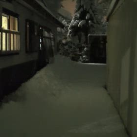 一気に雪が積もった北秋田市阿仁合地区の画像
