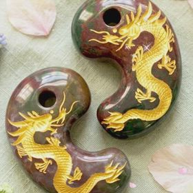 ✨超特大【闘龍・瑞龍】勾玉置物・ペア✨の画像