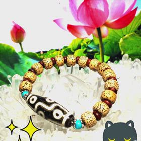 老礦銀線入り九眼天珠ブレス✨の画像