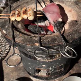 七輪でブリの照り焼きの画像