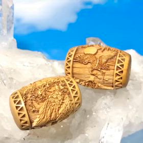 健康長寿　鶴亀の柘植ビーズ✨の画像