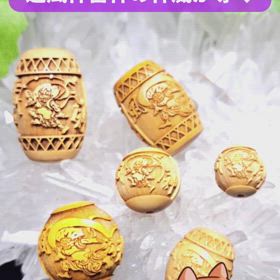 ✨風神雷神 柘植 彫刻ビーズ✨の画像