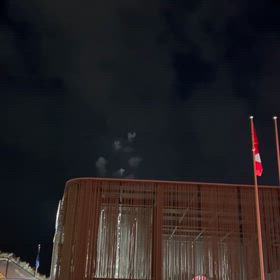 大阪関西万博　花火とカナダ館と大屋根リングとの画像