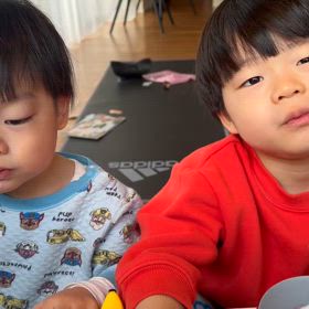 しょうくんタロくんと離れるのは寂しいジロくんの画像