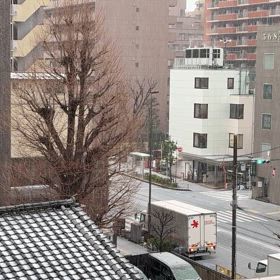 雹が降る東京の朝の画像