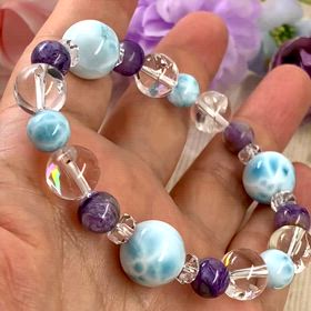 まゆ様♥️大粒ラリマー 猫ちゃん＆アイスラリマー天然石ブレスレット まゆ様♥️大粒ラリマー 猫ちゃん＆アイスラリマー天然石ブレスレット