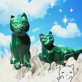 マラカイト　猫置物の画像