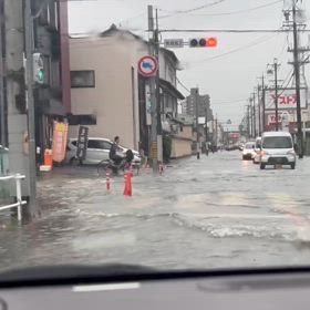冠水しました。線状降水帯の真ん中の画像