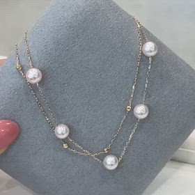 ✨照り輝く花珠アコヤ真珠2連ブレスレット✨の画像