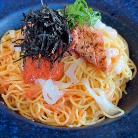 毎年楽しみにしているジョリーパスタの冷製カッペリーニ炙り明太子とヤリイカ・エビの明太子ソースの画像