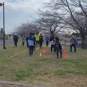 越谷　男子リレー　ウォーミングアップの画像