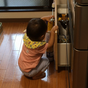 缶詰を積んでるの画像